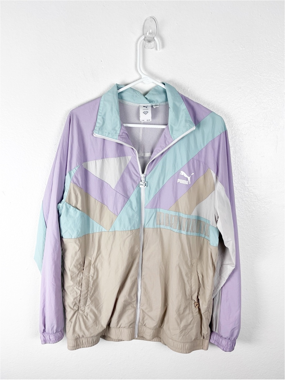 PUMA x DIAMOND Colorblock Full Zipper Mesh Lined Windbreaker Jacket Size Medium